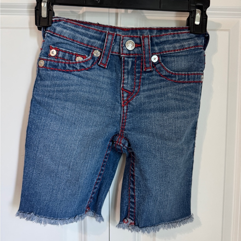 True Religion Girls BIG T SHORT KIDS Bermuda Stretch starry blue Red Size 4 - Picture 2 of 6